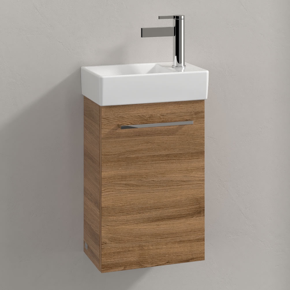Lifestyle image of Villeroy & Boch Avento Kansas Oak 360mm Right-Handed Cloakroom Vanity Unit